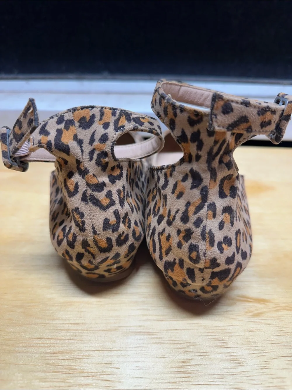Leopard Print Ankle-Strap Flats - Women